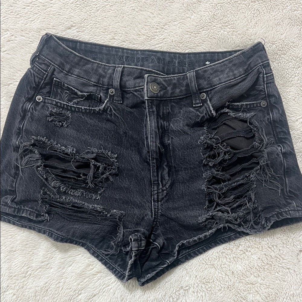 American Eagle Outfitters Charcoal Distressed Jean Shorts